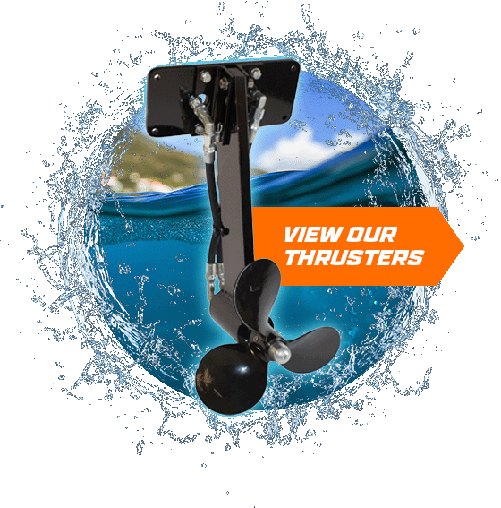 photo of bow thruster with words view our thrusters